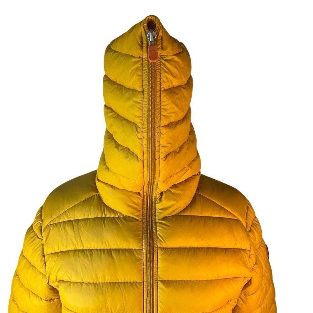 Save the Duck Mustard , XL. Lightweight Hooded Puffer. Cruelty Free. Packable - Picture 10 of 16